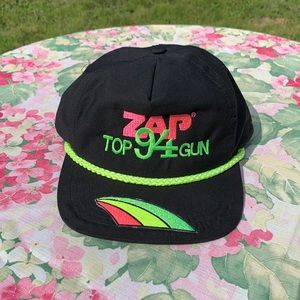 Vintage 1980s Neon Black Adjustable Hat